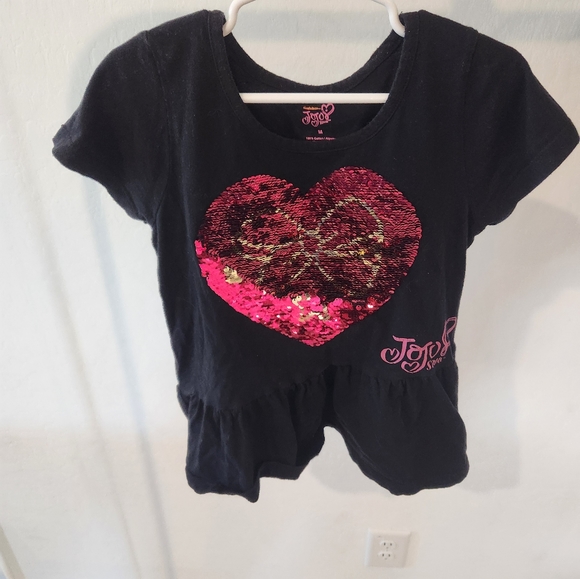 Two JoJo Siwa shirts. Black heart is sequin flip - Picture 4 of 5